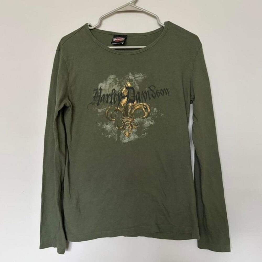 Harley Davidson green long sleeve tshirt Size large